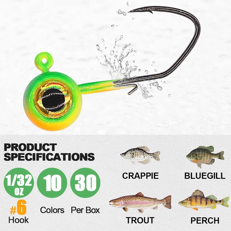 XFISHMAN Crappie Jig Heads Kit With Underspin Spinner Blade, Lures and Jigs for Fishing - 30 & 50 Pack, 1/8, 1/16, 1/32 oz - Image 2